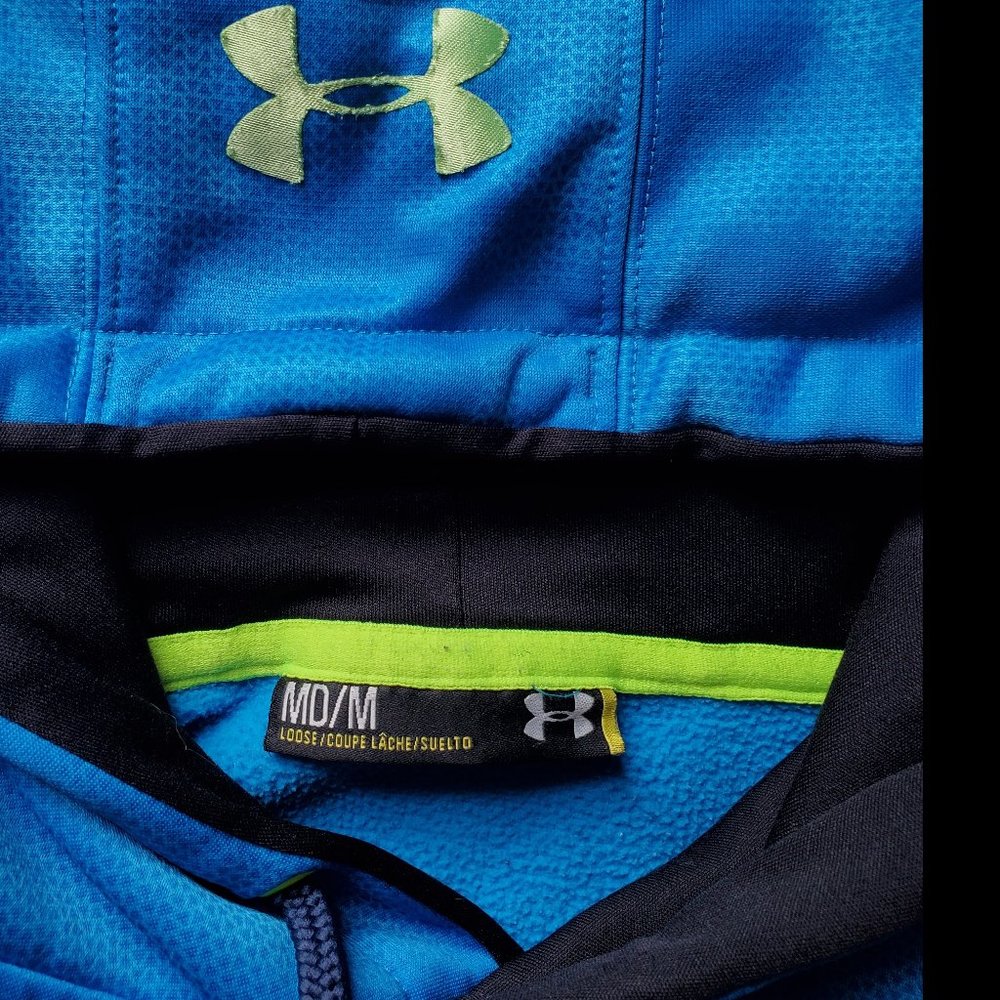 Under Armour Men's Medium Blue Big Logo  Sweatshirt Hoodie - Picture 3 of 6
